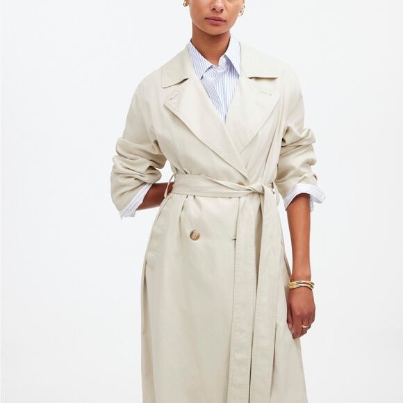 Madewell Belted Trench Coat in Drapey Twill Size M - Picture 2 of 8